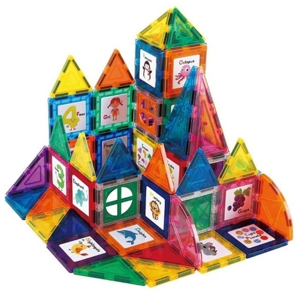 New Picasso Tiles 102 Piece Magnetic Building Tile Sed-3D Magnetic Puzzle-Sealed - Picture 2 of 9